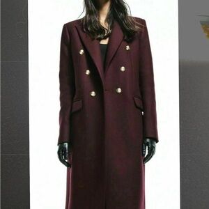 Zara Burgundy Manteco Wool Coat